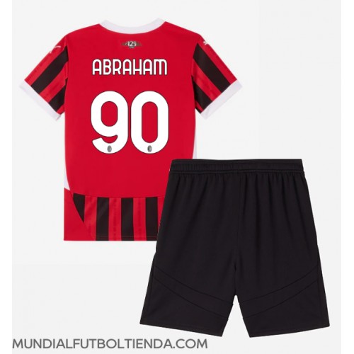 Camiseta AC Milan Tammy Abraham #90 Primera Equipación Replica 2024-25 para niños mangas cortas (+ Pantalones cortos)